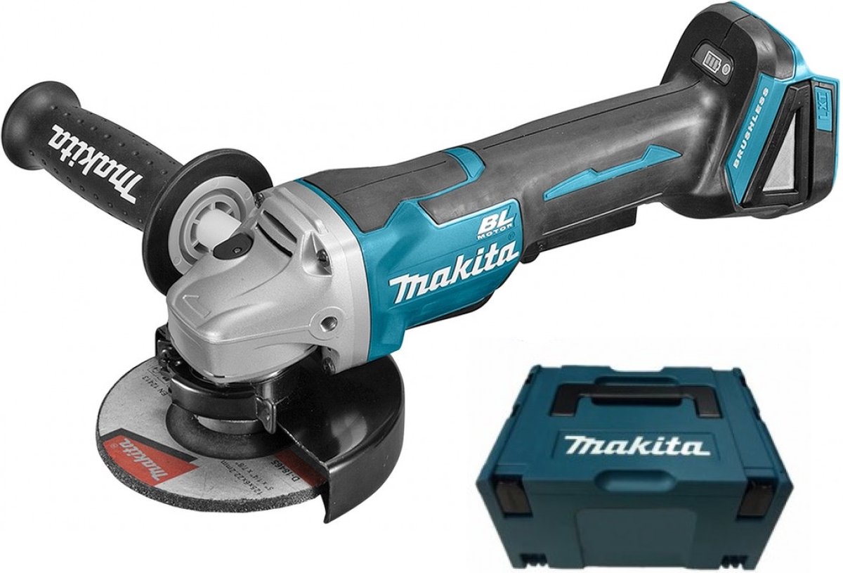 Makita DGA508ZJ 18v Haakse slijper 125mm, Mbox, met veiligheidsschakelaar | zonder accu's en lader
