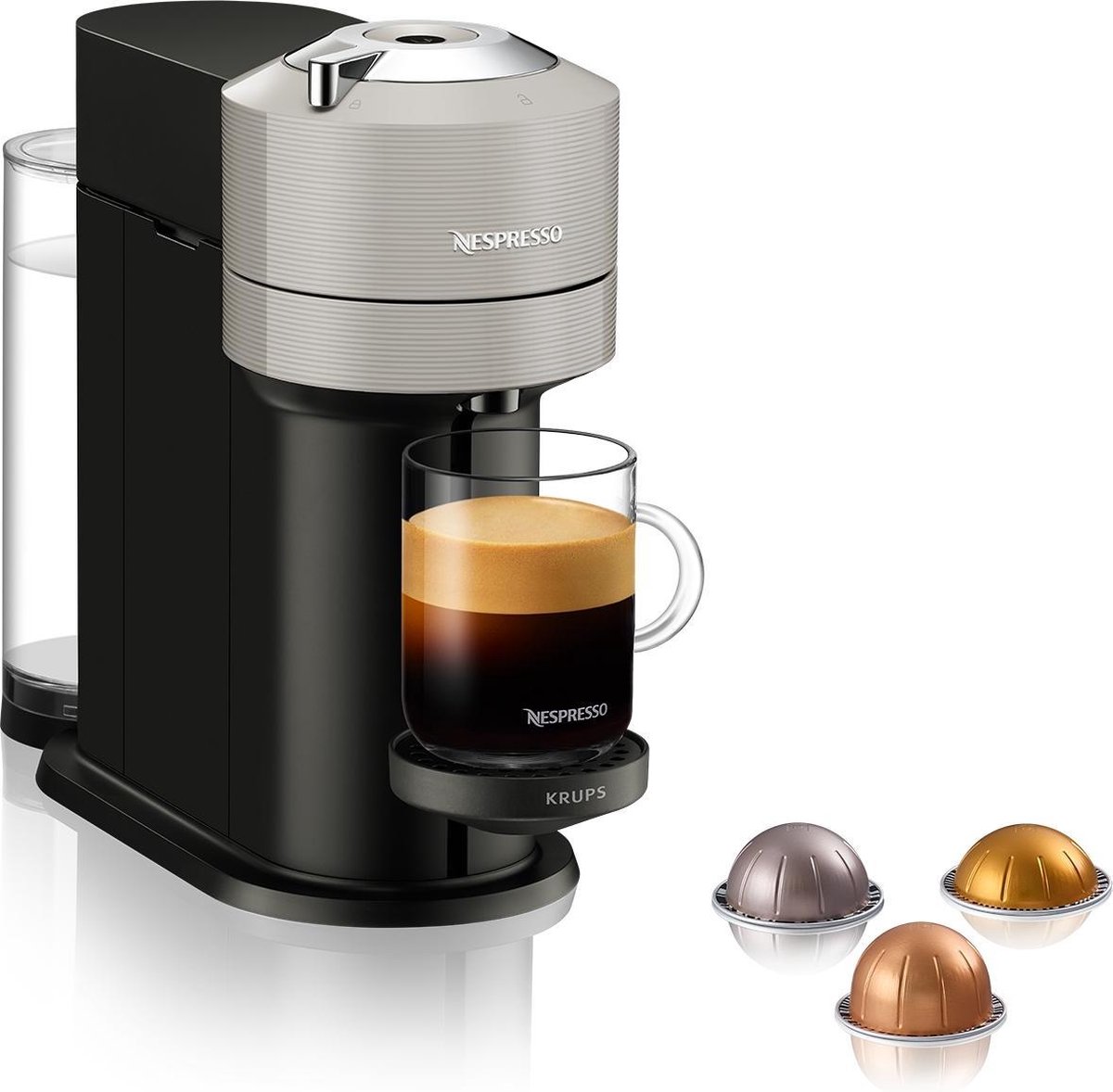 KRUPS Nespresso Vertuo Next met Aeroccino XN911B - Grijs