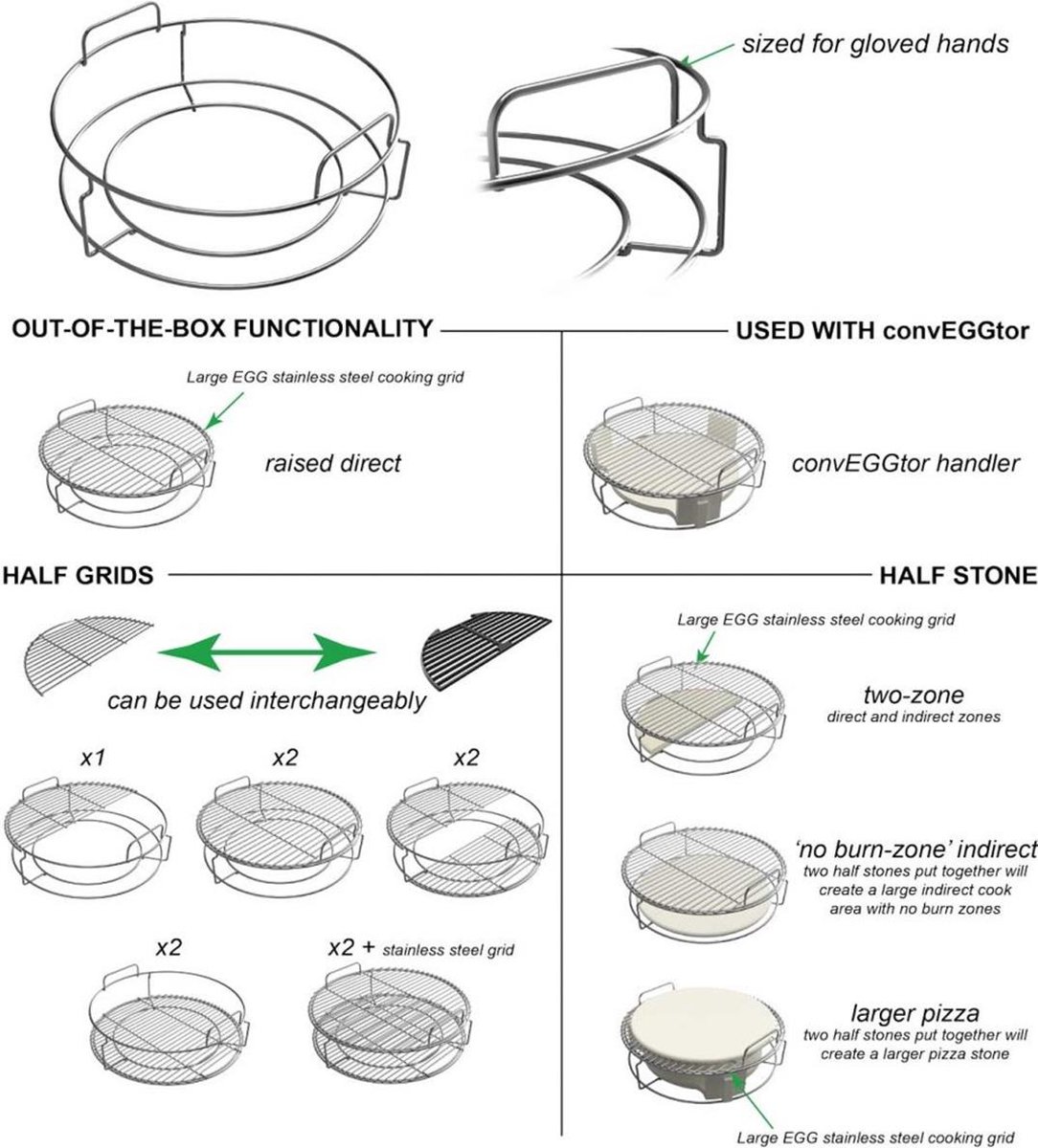 Big Green Egg 1-Piece Conveggtor Basket L - Silver