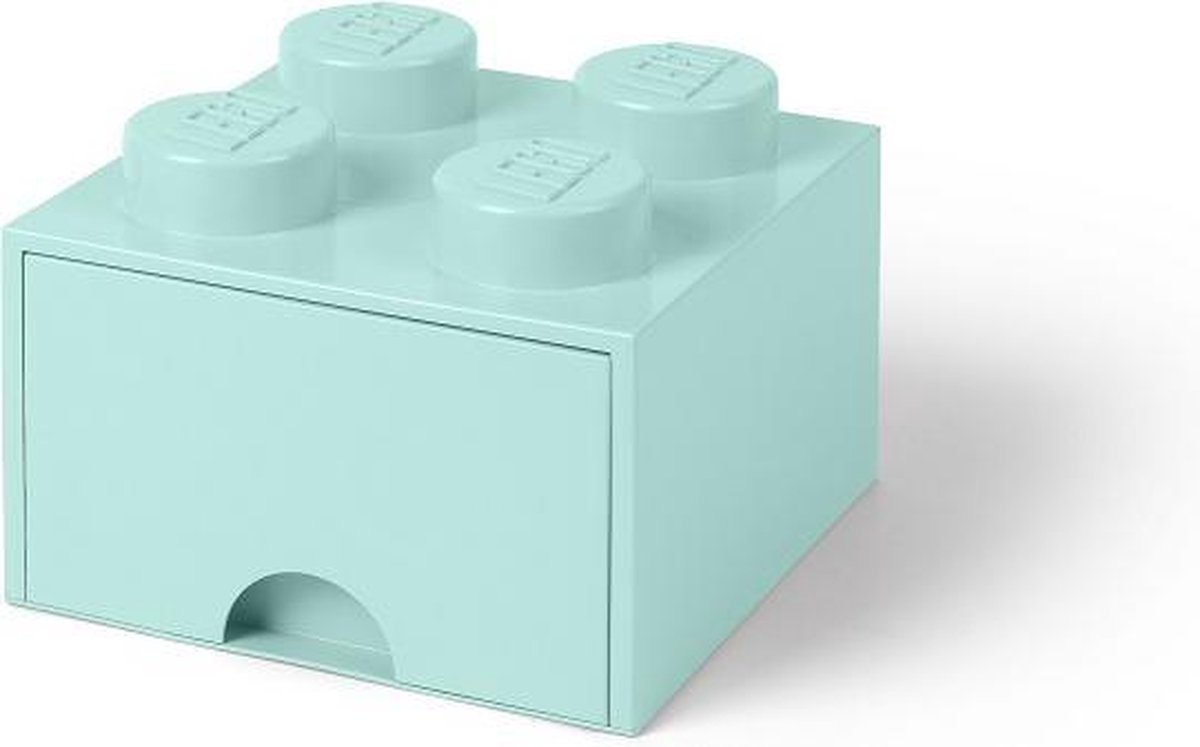 Lego Brick 4 Opberglade - Aqua Blue - Blauw