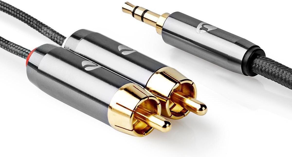 Nedis CATB22200GY50 stereo audiokabel 3.5mm male - 2x RCA male 5 meter