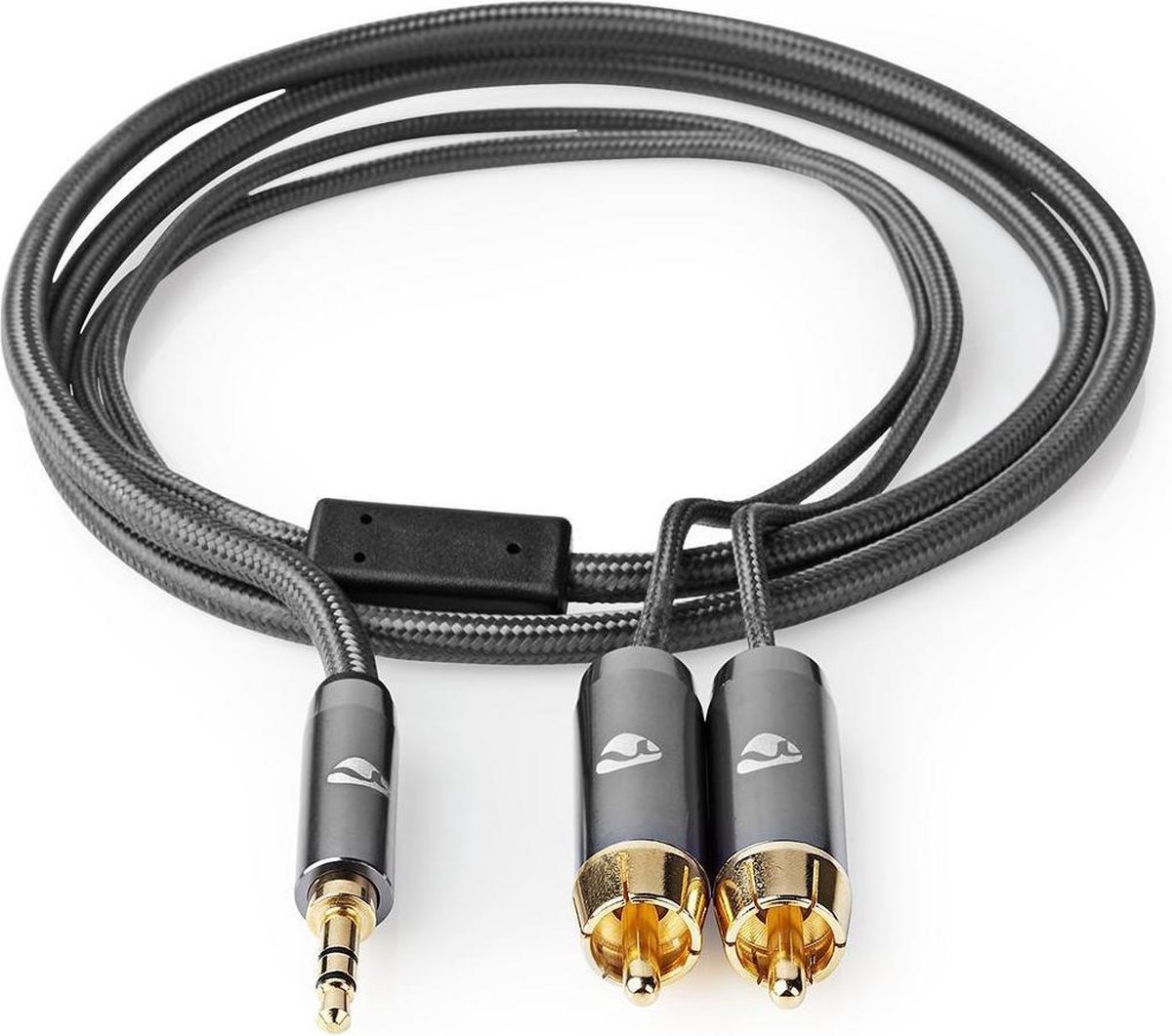 Nedis CATB22200GY50 stereo audiokabel 3.5mm male - 2x RCA male 5 meter