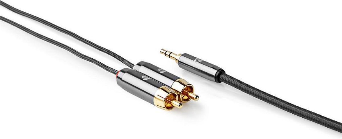Nedis CATB22200GY50 stereo audiokabel 3.5mm male - 2x RCA male 5 meter