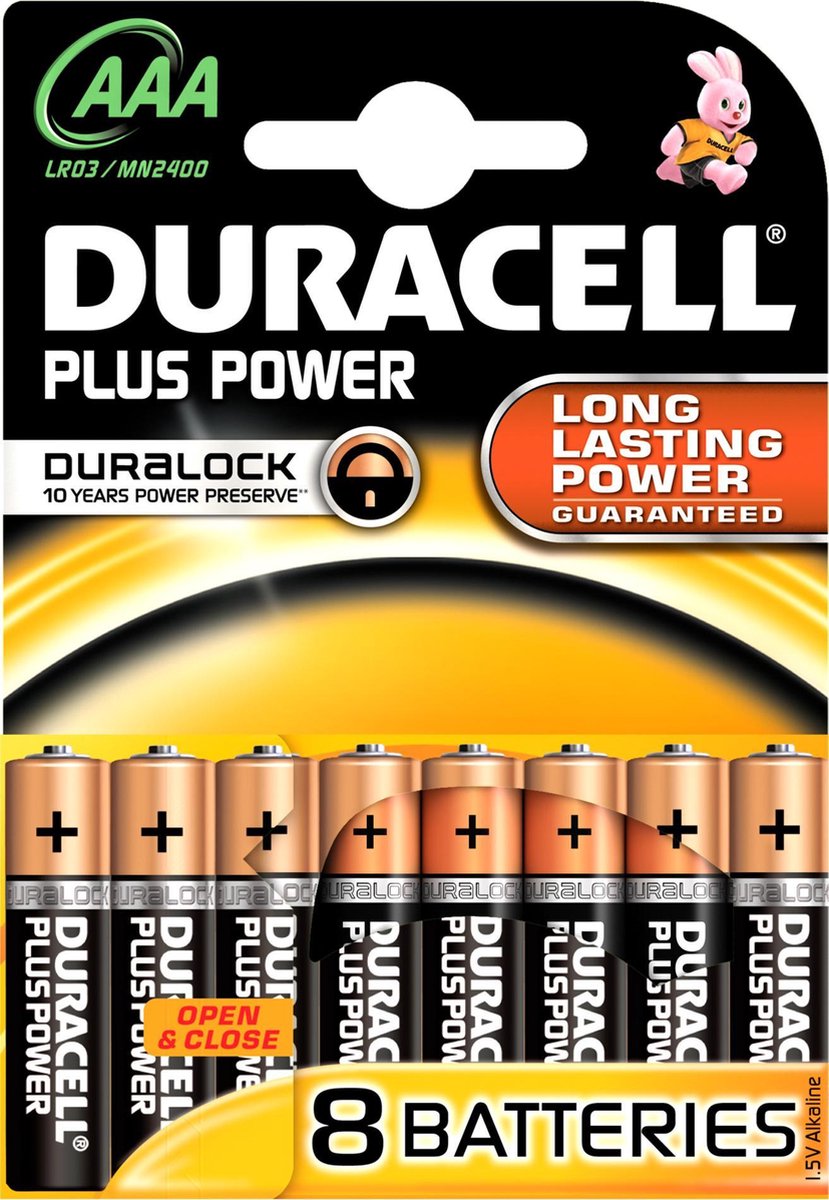 Duracell Plus Power Aaa Alkaline Batterijen - 8 Stuks - Zwart