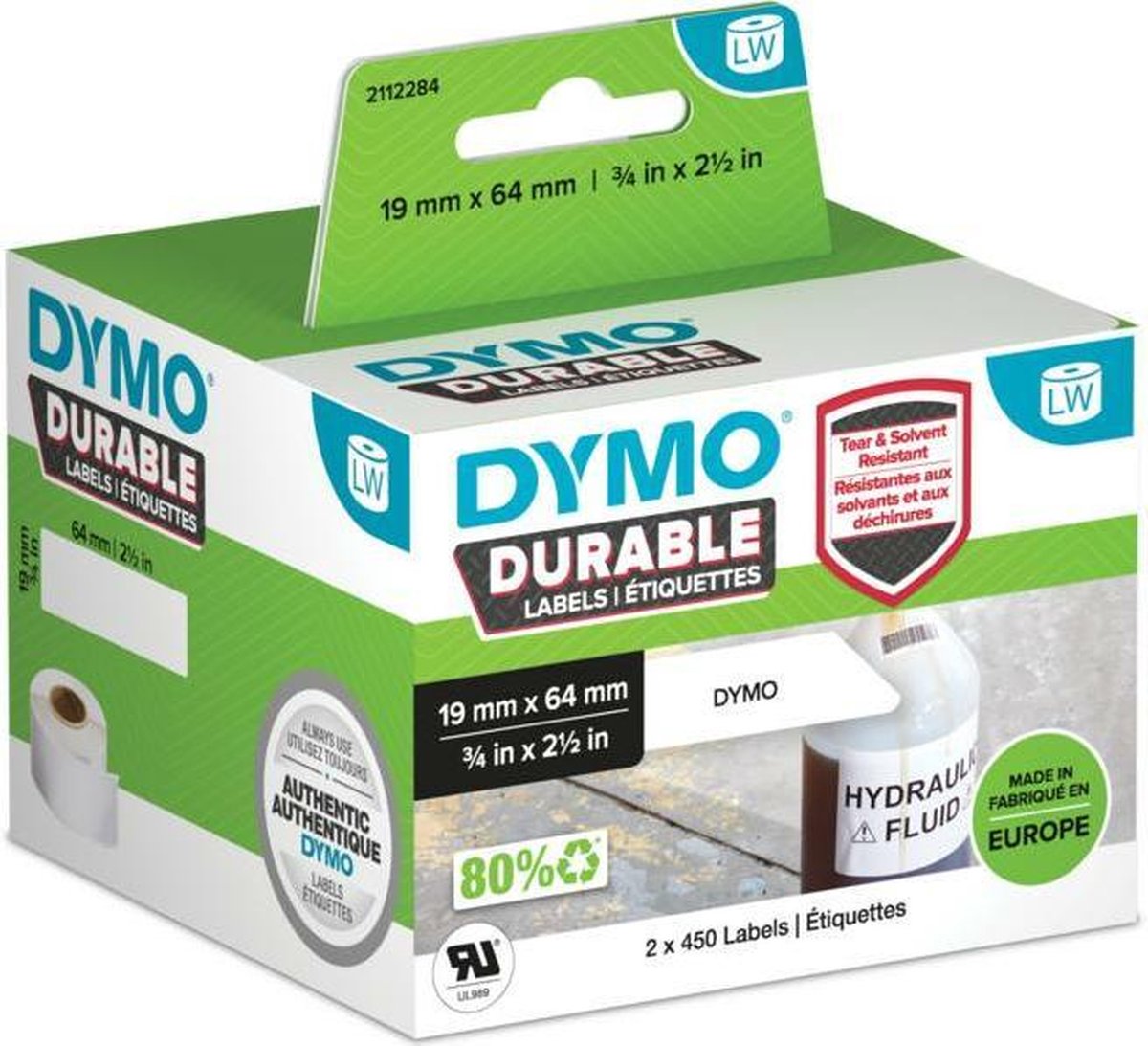 Dymo LW-Kunststoff-Etiketten 19 x 64 mm 2x 450 St.