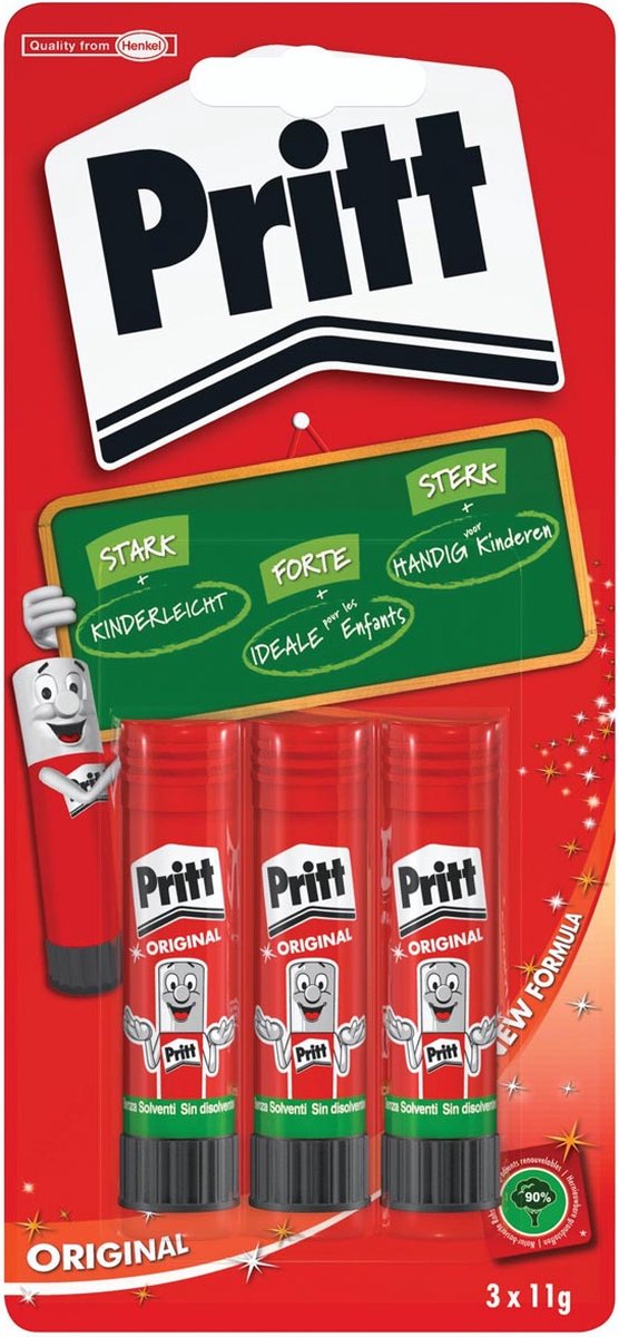 Pritt Plakstift 3 X 11 G, Op Blister - Wit