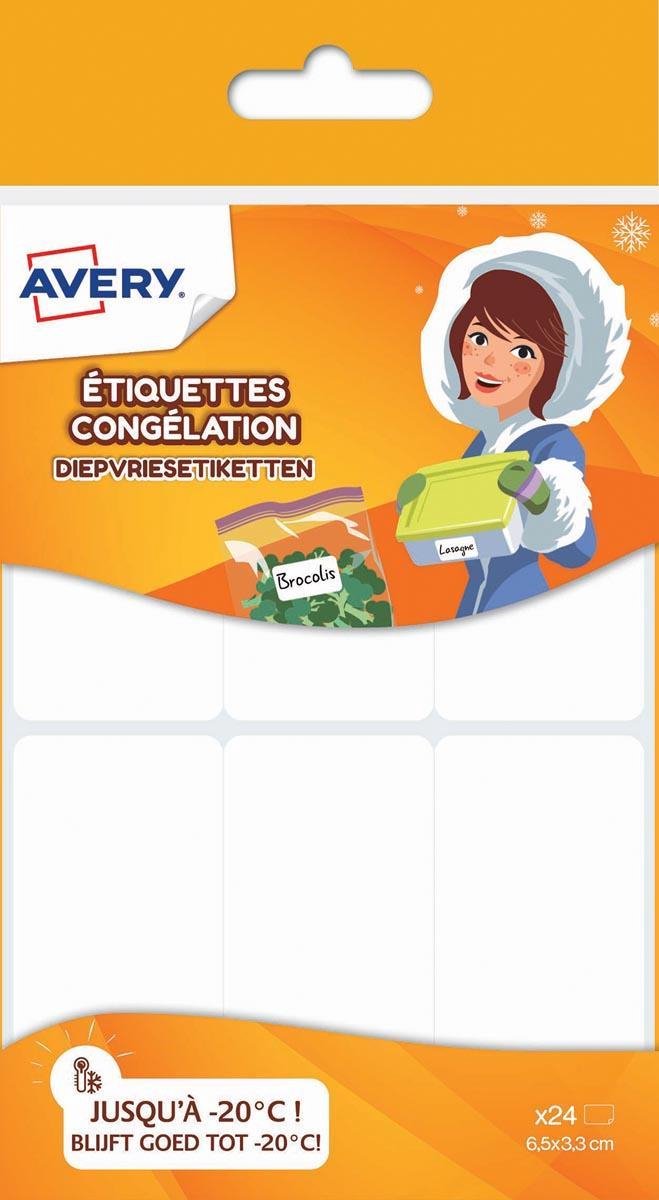 Avery Family Diepvriesetiketten, Ft 6,5 X 3,3 Cm,, Ophangbare Etui Met 24 Etiketten - Wit