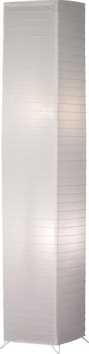 BES LED Led Vloerlamp - Trion Bamino - E27 Fitting - 2-lichts - Vierkant - Mat - Aluminium/papier - Wit