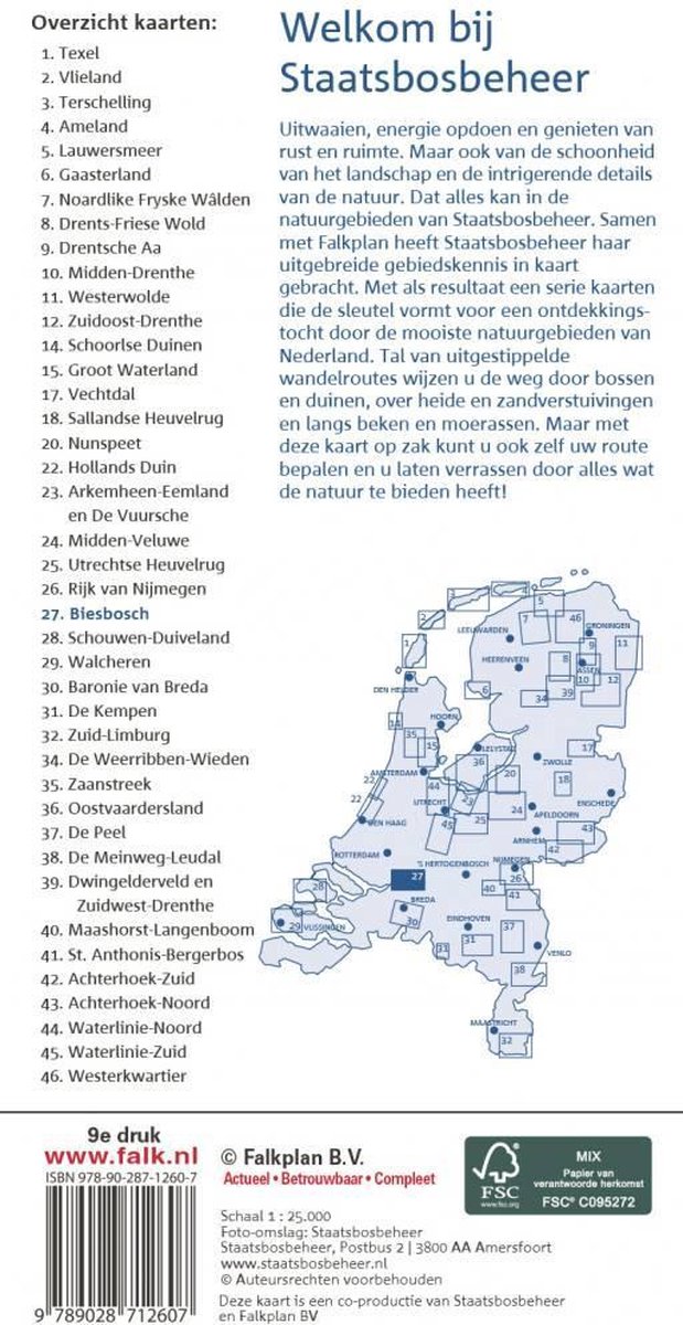Falk Staatsbosbeheerwandelkaart 27. Biesbosch