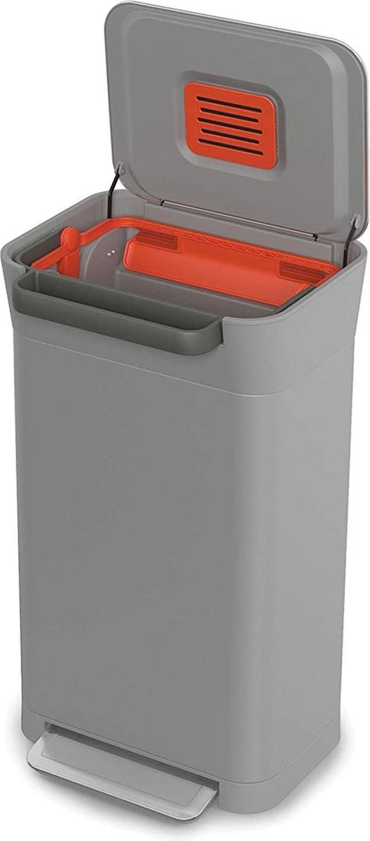Joseph Joseph Intelligent Waste Titan Pebble Pedaalemmer - 30 Liter - Grijs