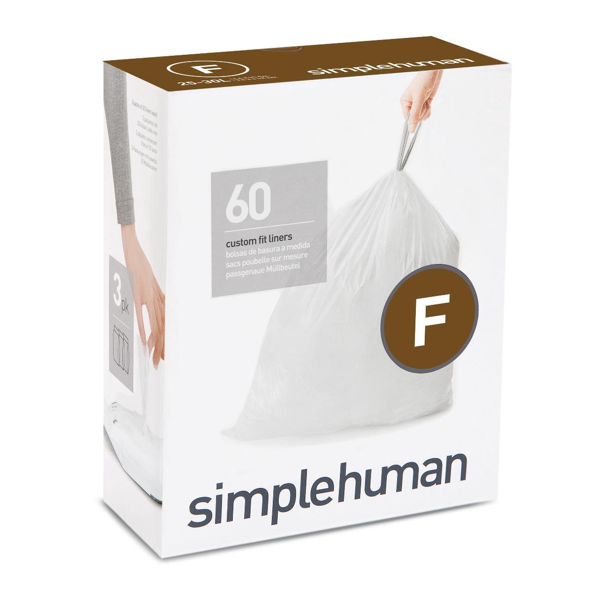 Simplehuman Vuilniszakken Code F - 25 Liter (60 stuks) - Wit