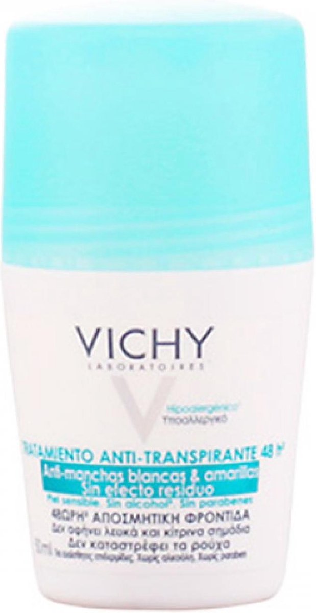 Vichy Deodorant Antite En Gele Vlekken Roller 50ml - Wit