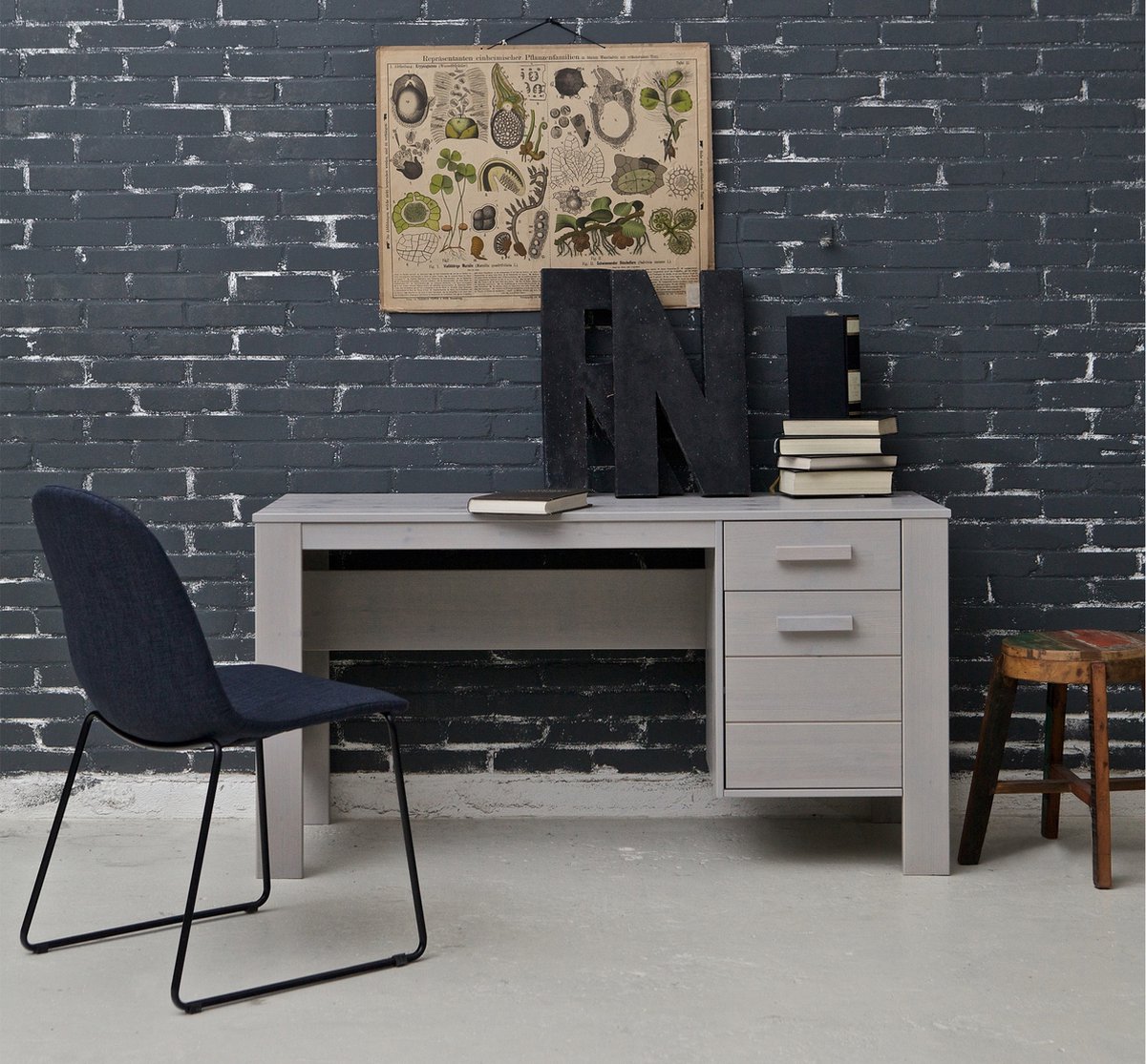 Trendhopper Bureau Woood Dennis Beton - Grijs