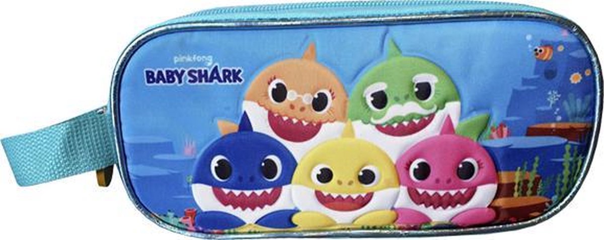 Baby Shark Etui Family - 23 X 11 X 7 Cm - - Blauw