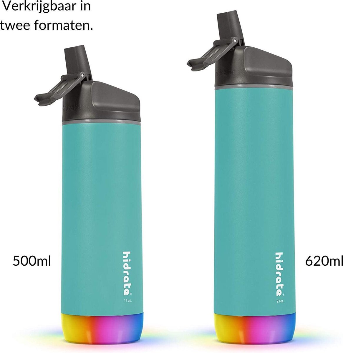 Hidrate Spark Steel Smart Waterfles - 620 Ml - Straw - Sea Glass - Turquoise