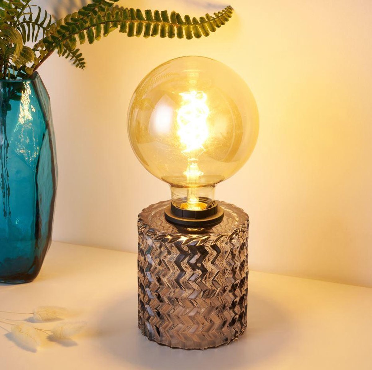 Pauleen Crystal Smoke Tafellamp - E27 - Rookglas - Grijs