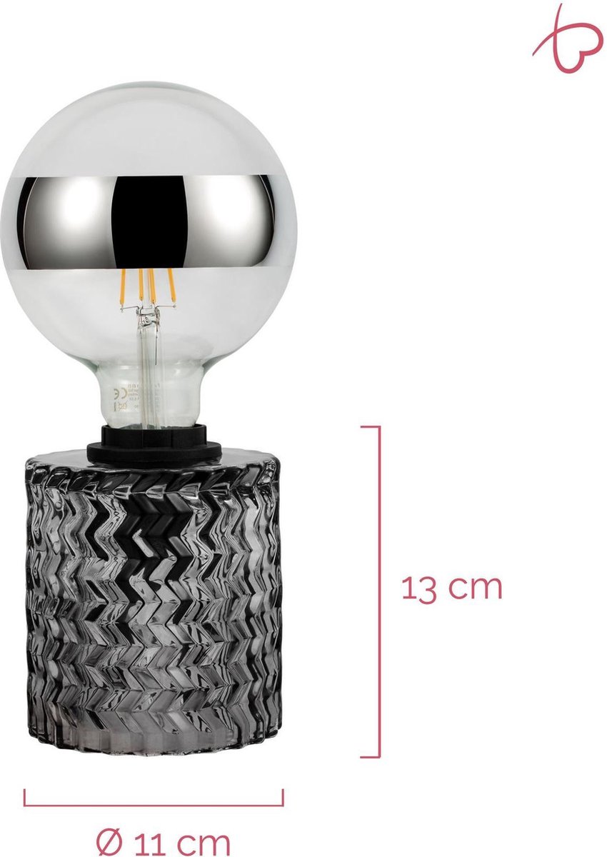 Pauleen Crystal Smoke Tafellamp - E27 - Rookglas - Grijs