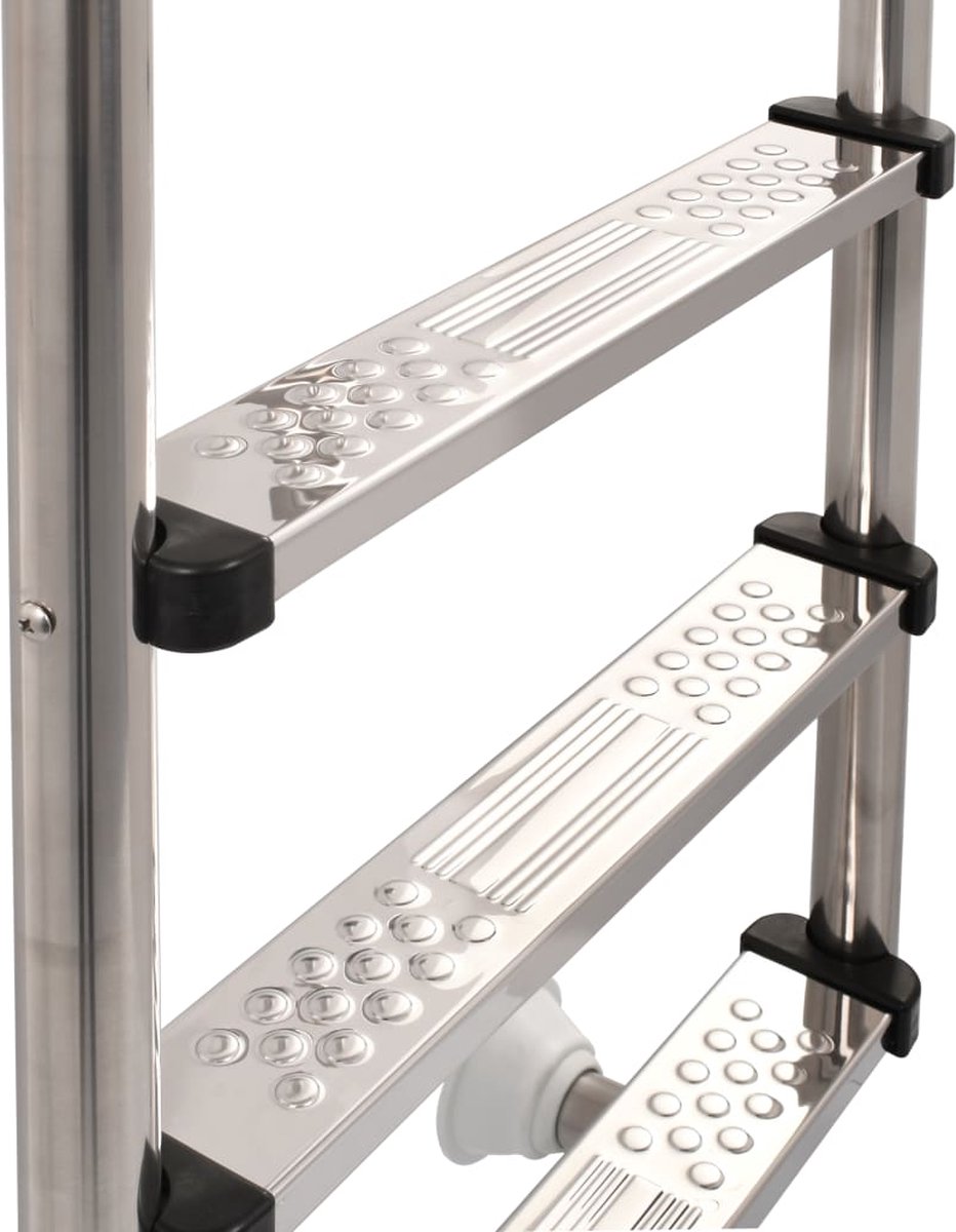 Vidaxl Zwembadladder Met 3 Sporten 120 Cm Roestvrij Staal - Silver