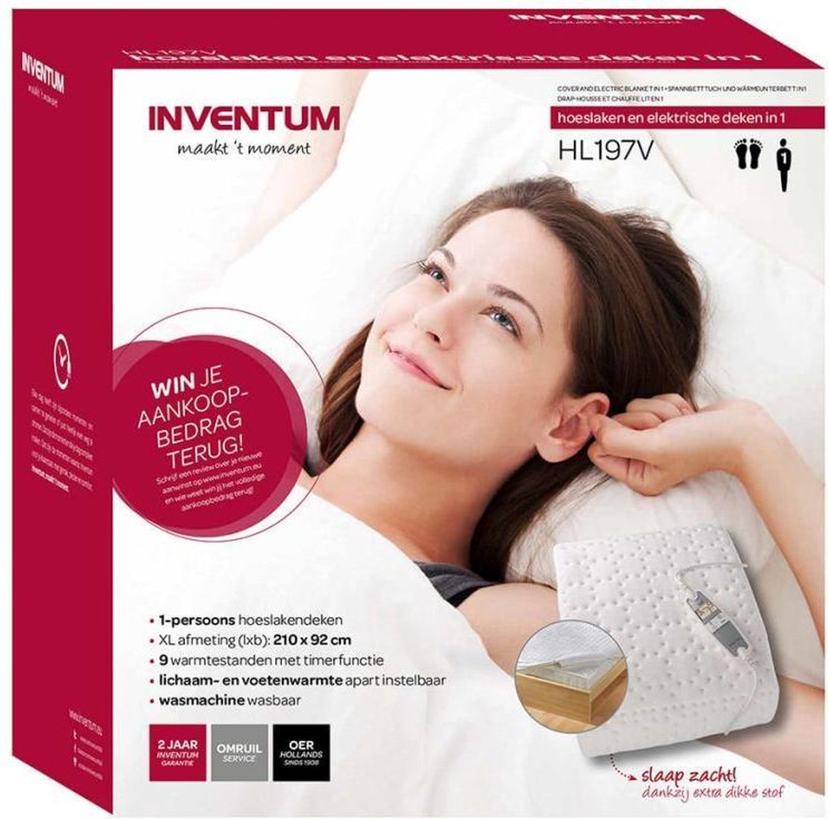 Inventum Elektrische Deken Hl197v - 1 Persoons - Wit