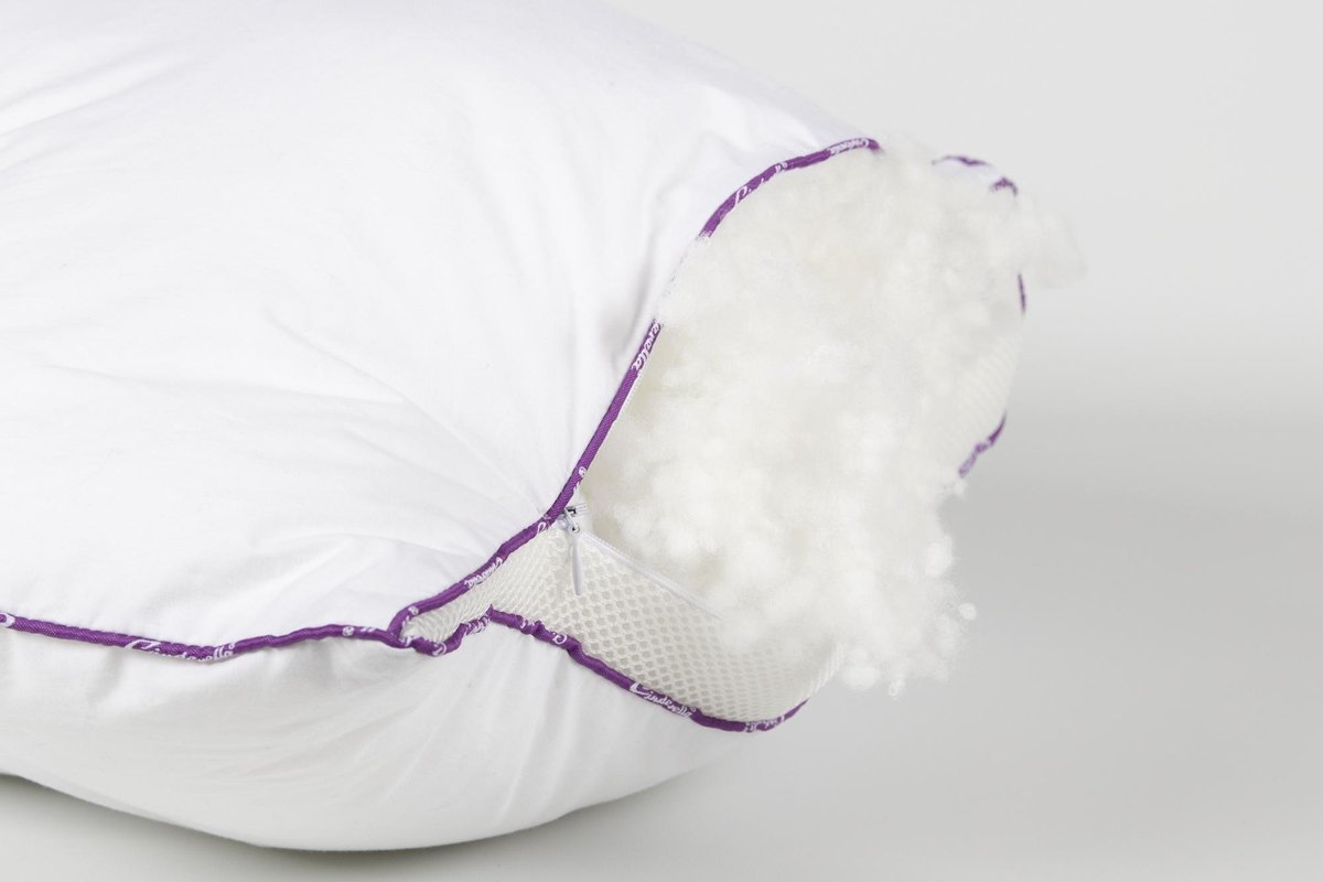 Cinderella Rondo Synthetisch Medium Hoofdkussen - 100% Thermosoft Holle Polyester Vezelbolletjes - - Wit