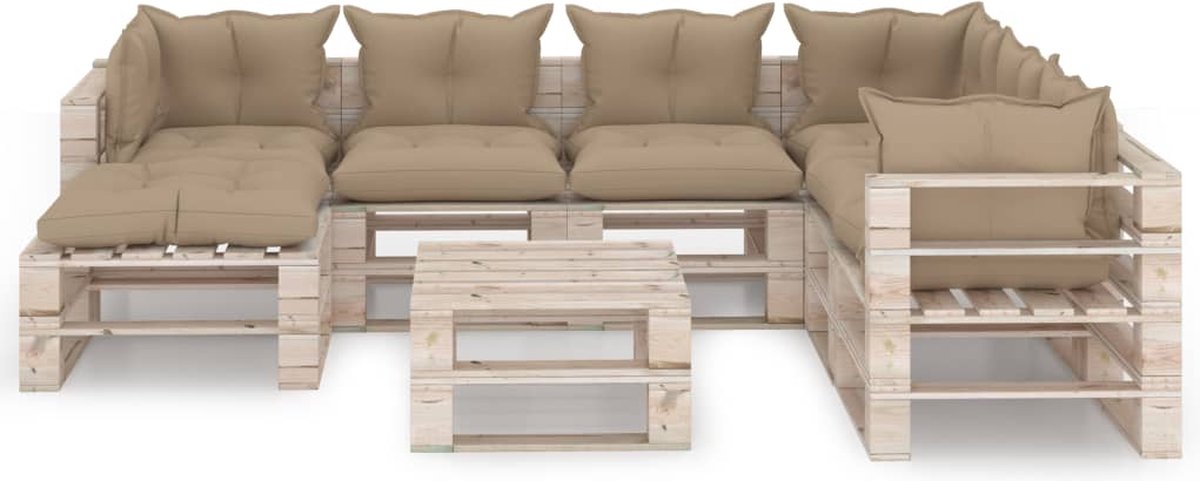 Vidaxl 8-delige Loungeset Met Kussens Pallet Grenenhout - Bruin