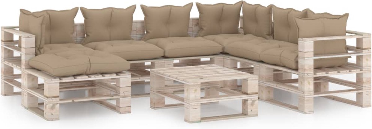 Vidaxl 8-delige Loungeset Met Kussens Pallet Grenenhout - Bruin