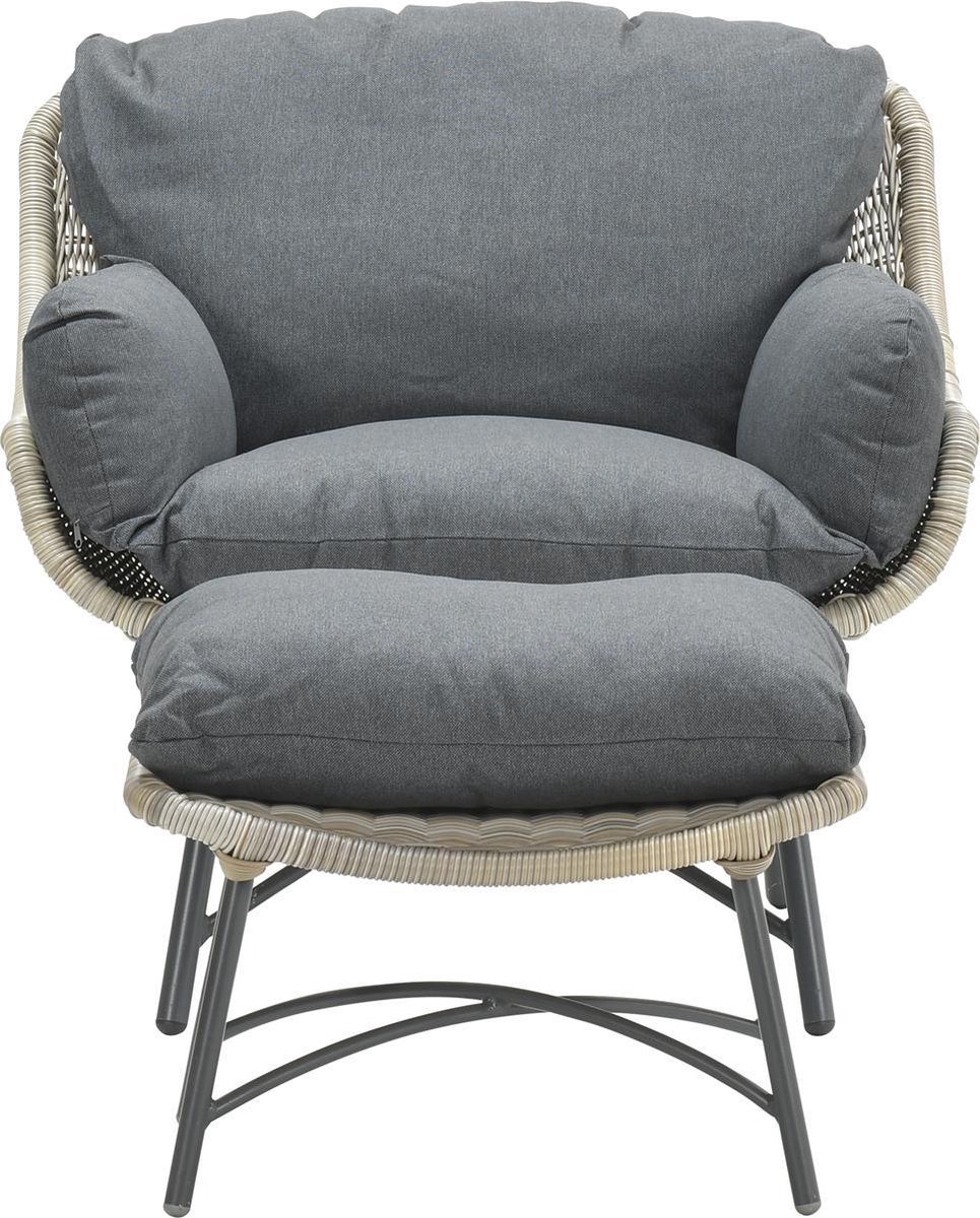 Garden Impressions Logan Loungestoel Voetenbank -Rope- Vintage Willow - Bruin