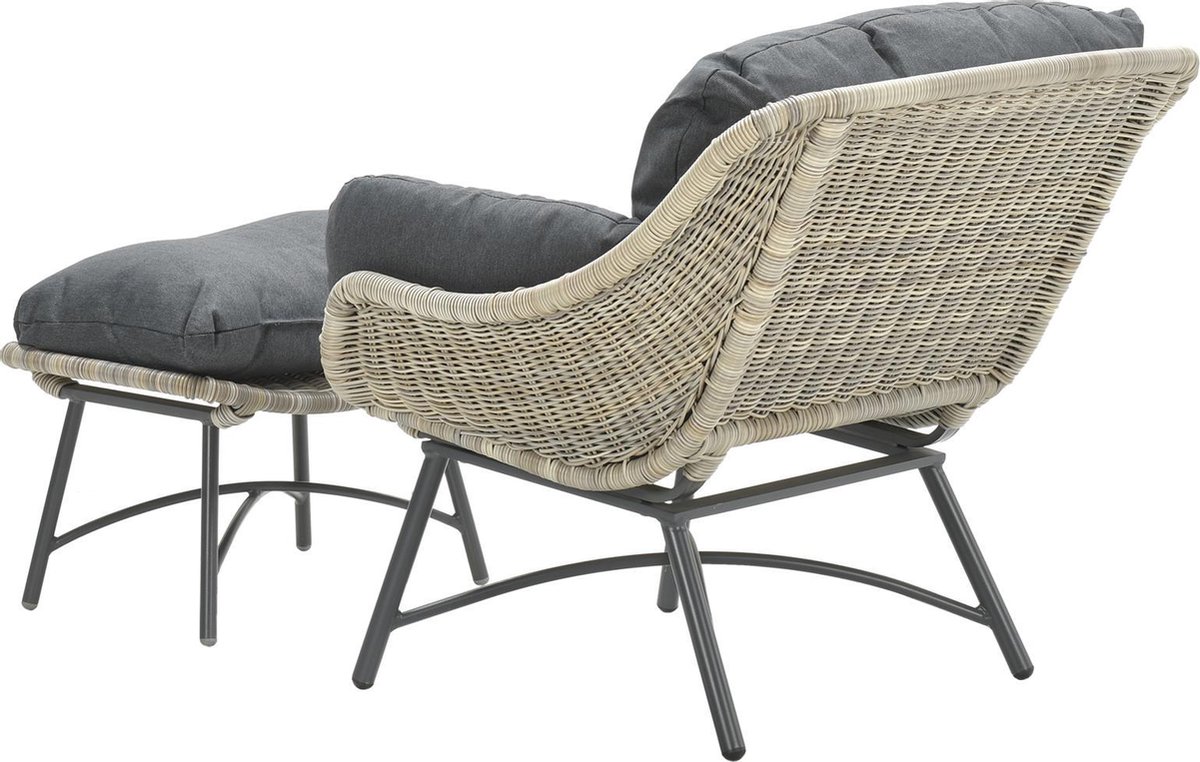 Garden Impressions Logan Loungestoel Voetenbank -Rope- Vintage Willow - Bruin
