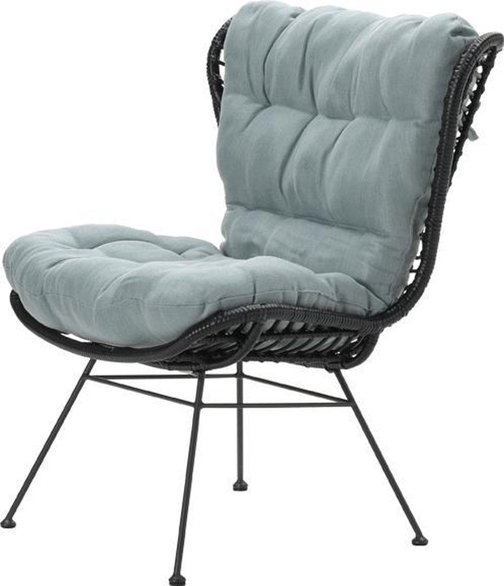 Garden Impressions Libelle Relax Fauteuil - Rotan/ Mint Grey - Zwart