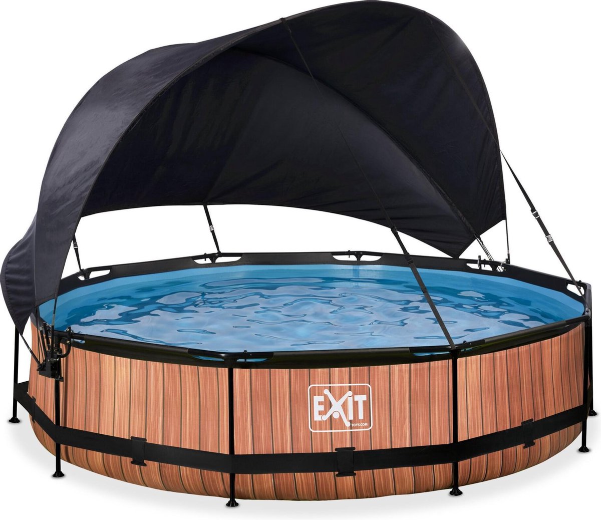 EXIT Toys Wood Zwembad ø360x76cm Met Schaduwdoek En Filterpomp - - Bruin