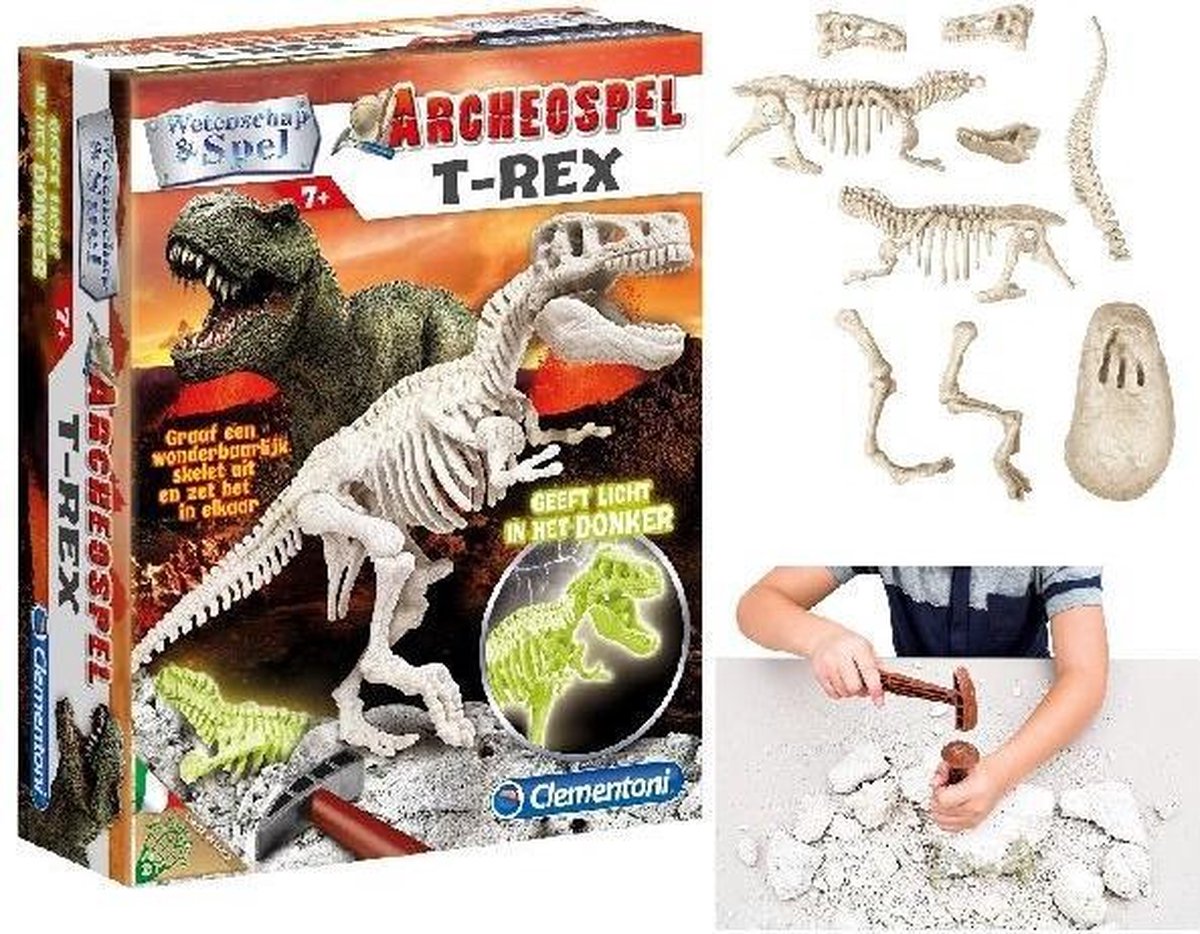 Clementoni Archeospel T-rex Fluoriserend - Beige
