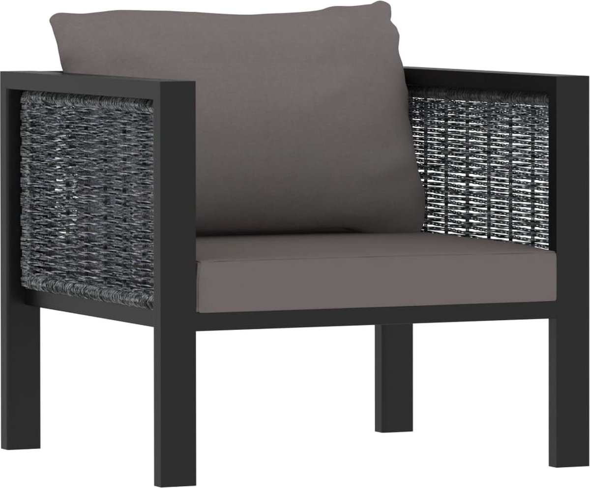Vidaxl 5-delige Loungeset Met Kussens Poly Rattan Antraciet - Grijs