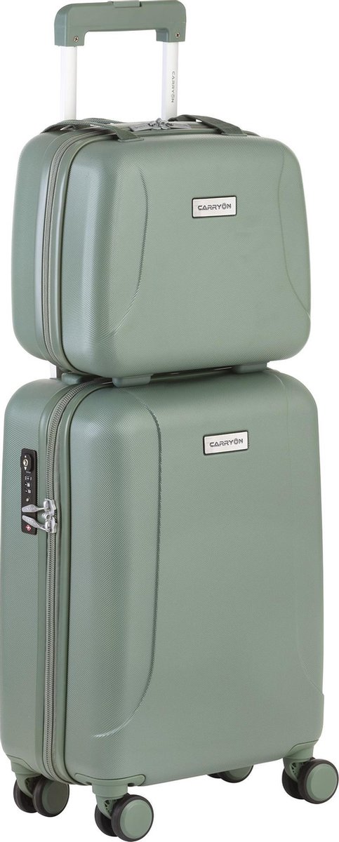 Carry On SkyhopperHandbagageEnBeautycase-55cmTsaTrolley-Make-upKoffer- - Groen