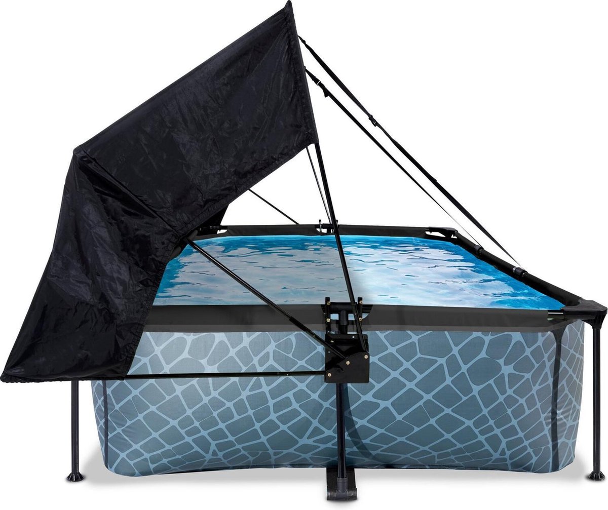 EXIT Toys Stone Zwembad 300x200x65cm Met Schaduwdoek En Filterpomp - - Grijs