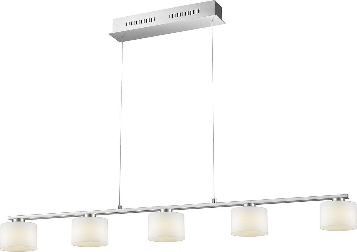 BES LED Led Hanglamp - Trion Alignary - 30w - Warm 3000k - 5-lichts - Dimbaar - Rechthoek - Mat Nikkel - Aluminium - Wit