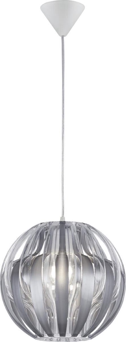 BES LED Led Hanglamp - Hangverlichting - Trion Pumon Xl - E27 Fitting - Rond - Mat Zilver - Kunststof