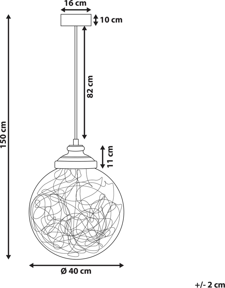 Beliani Beni Hanglamp Glas 40 X 40 Cm