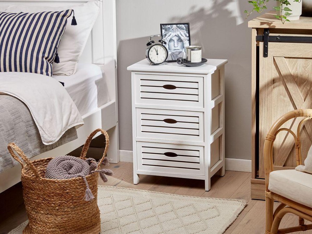 Beliani Lucky Nachtkastje Paulowniahout 29 X 40 Cm - Wit