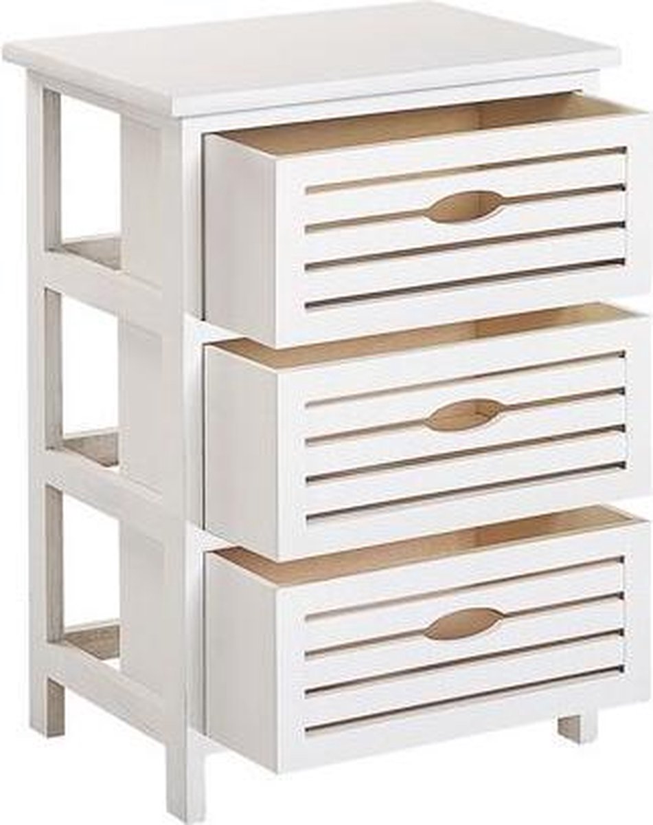 Beliani Lucky Nachtkastje Paulowniahout 29 X 40 Cm - Wit