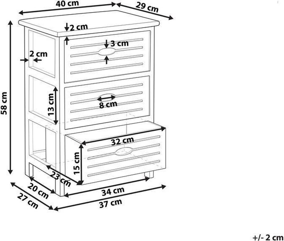 Beliani Lucky Nachtkastje Paulowniahout 29 X 40 Cm - Wit