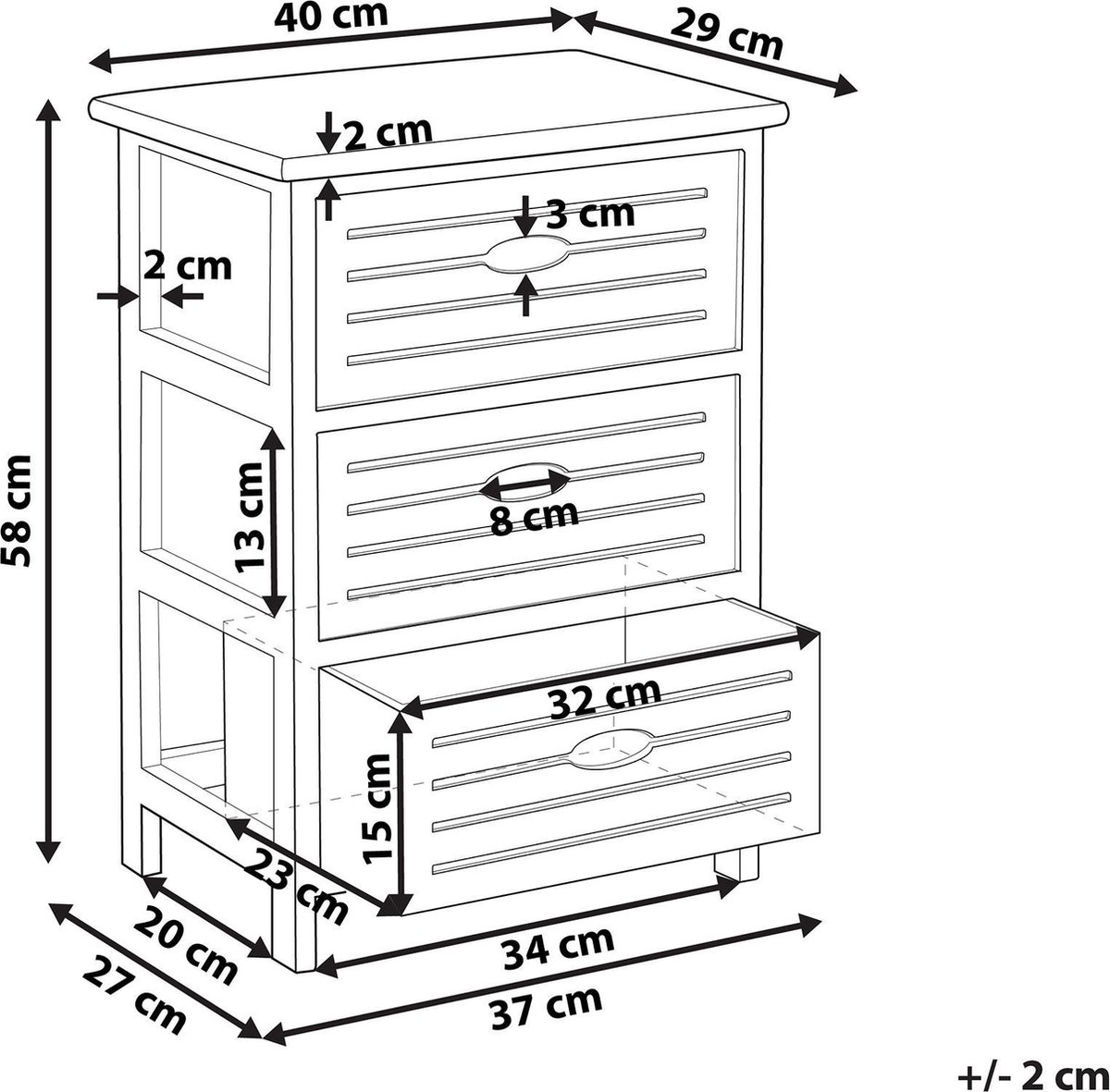 Beliani Lucky Nachtkastje Paulowniahout 29 X 40 Cm - Wit