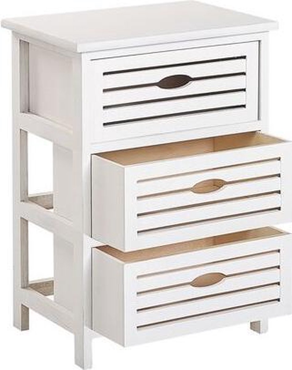 Beliani Lucky Nachtkastje Paulowniahout 29 X 40 Cm - Wit