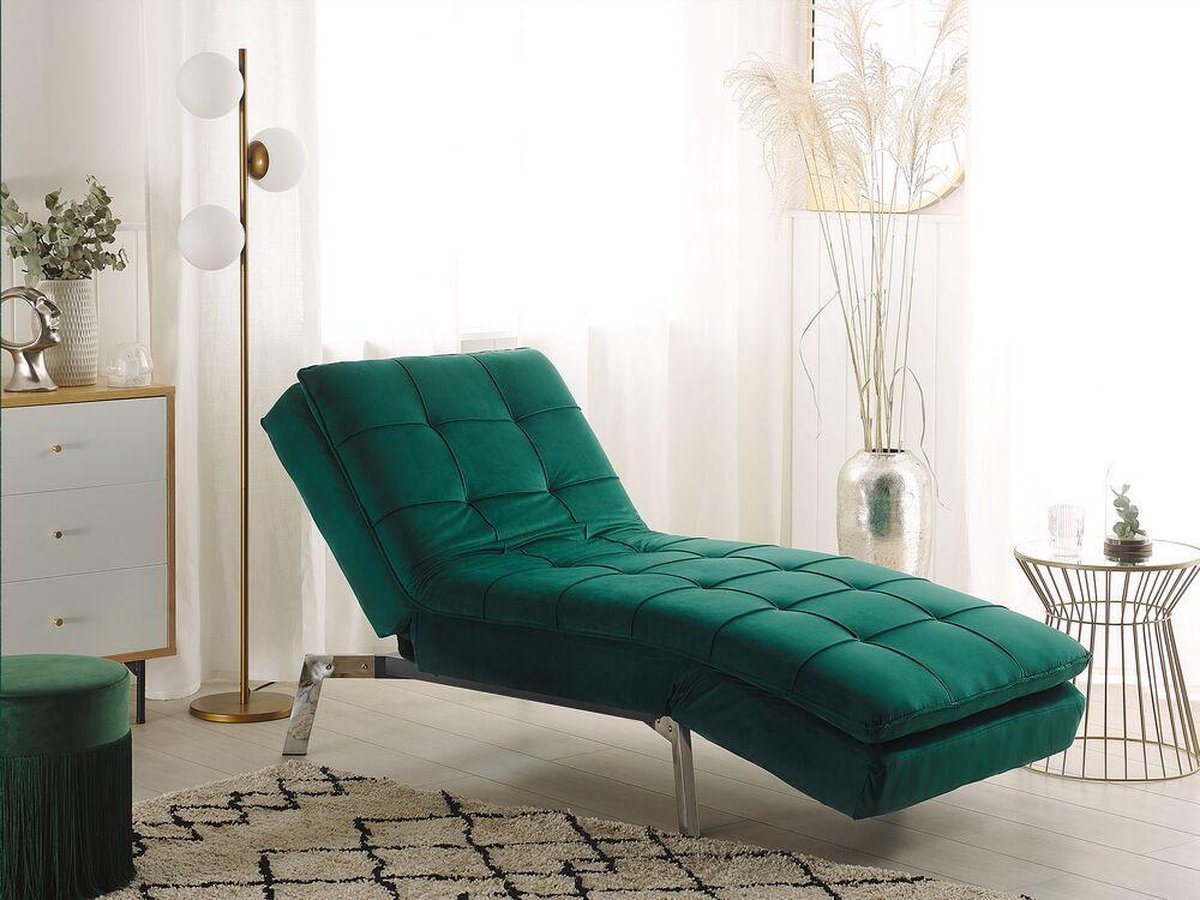 Beliani Loiret Chaise Longue Fluweel 76 X 179 Cm - Verde