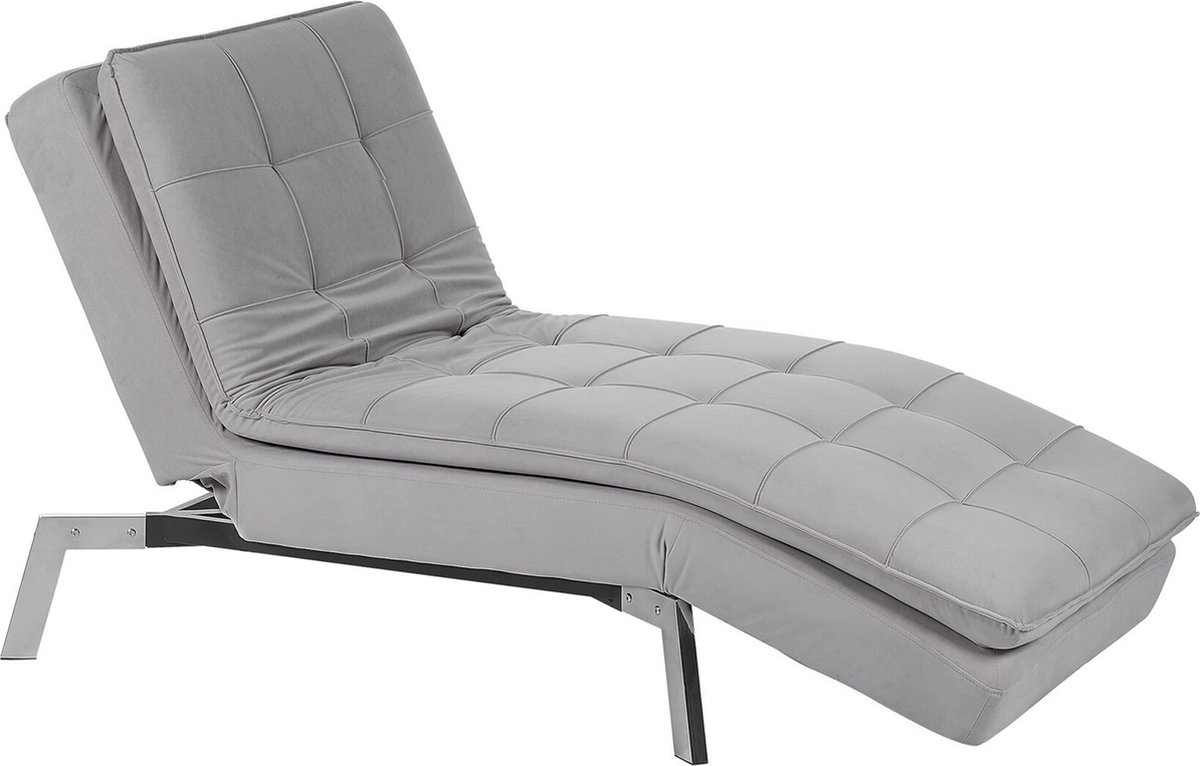 Beliani Loiret Chaise Longue Fluweel 76 X 179 Cm - Gris