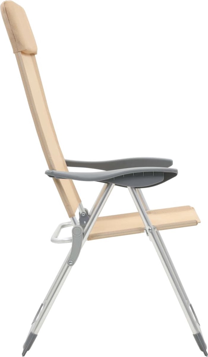 Vidaxl Campingstoelen 4 St Inklapbaar Aluminium Crèmewit