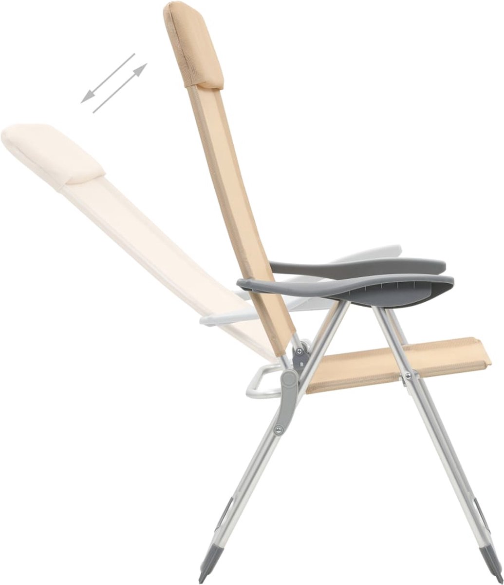 Vidaxl Campingstoelen 4 St Inklapbaar Aluminium Crèmewit