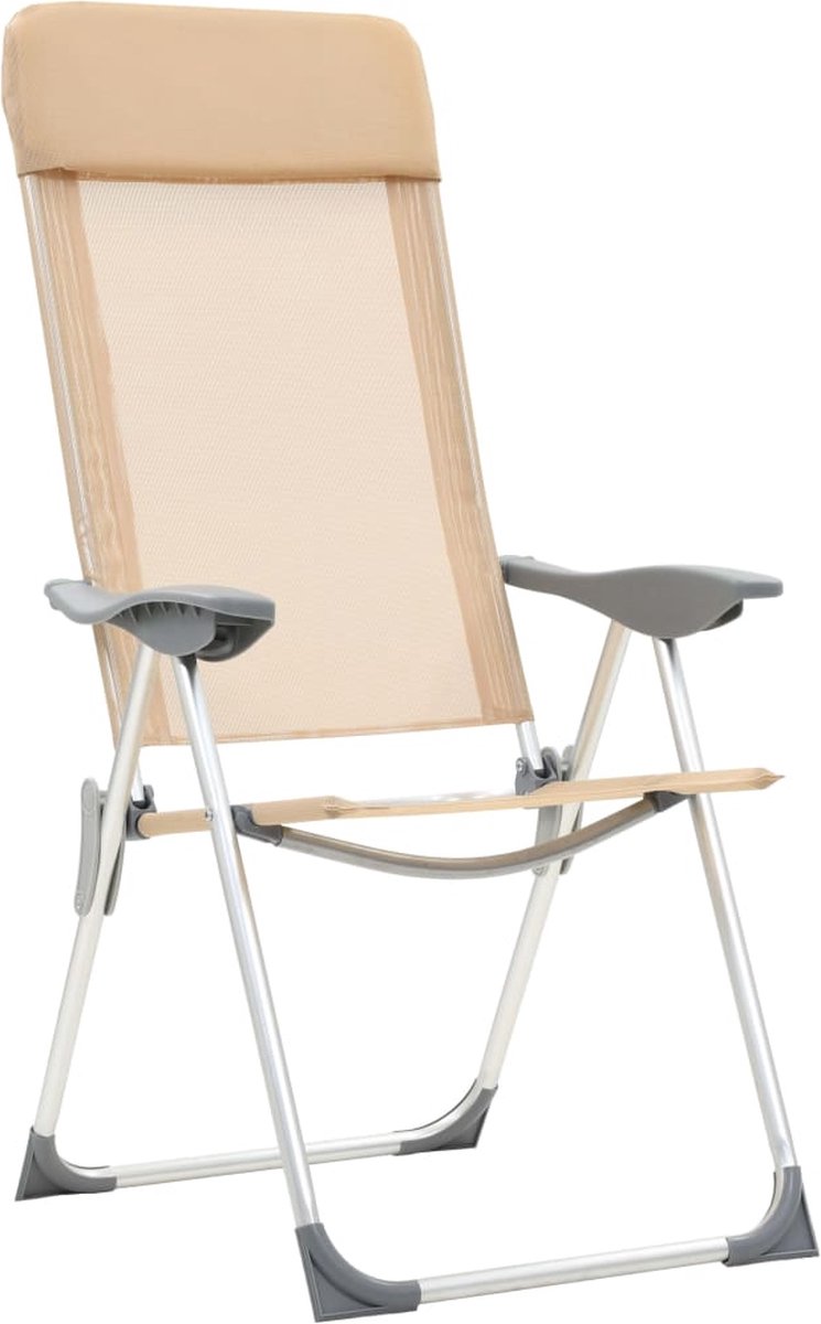 Vidaxl Campingstoelen 4 St Inklapbaar Aluminium Crèmewit