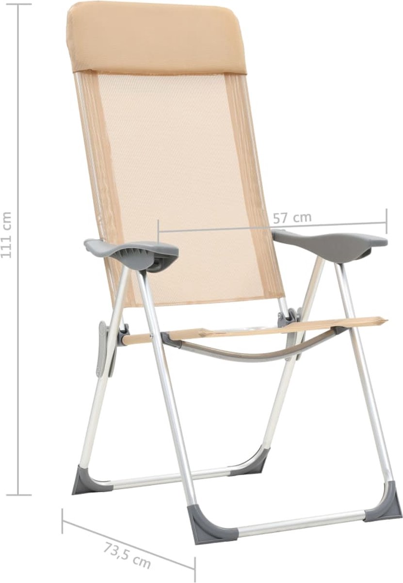 Vidaxl Campingstoelen 4 St Inklapbaar Aluminium Crèmewit