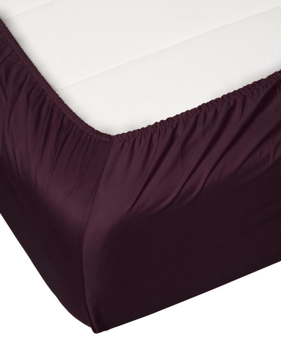 Essenza Satin Hoeslaken - 100% Katoen-satijn - 1-persoons (90x210 Cm) - Burgundy - Paars