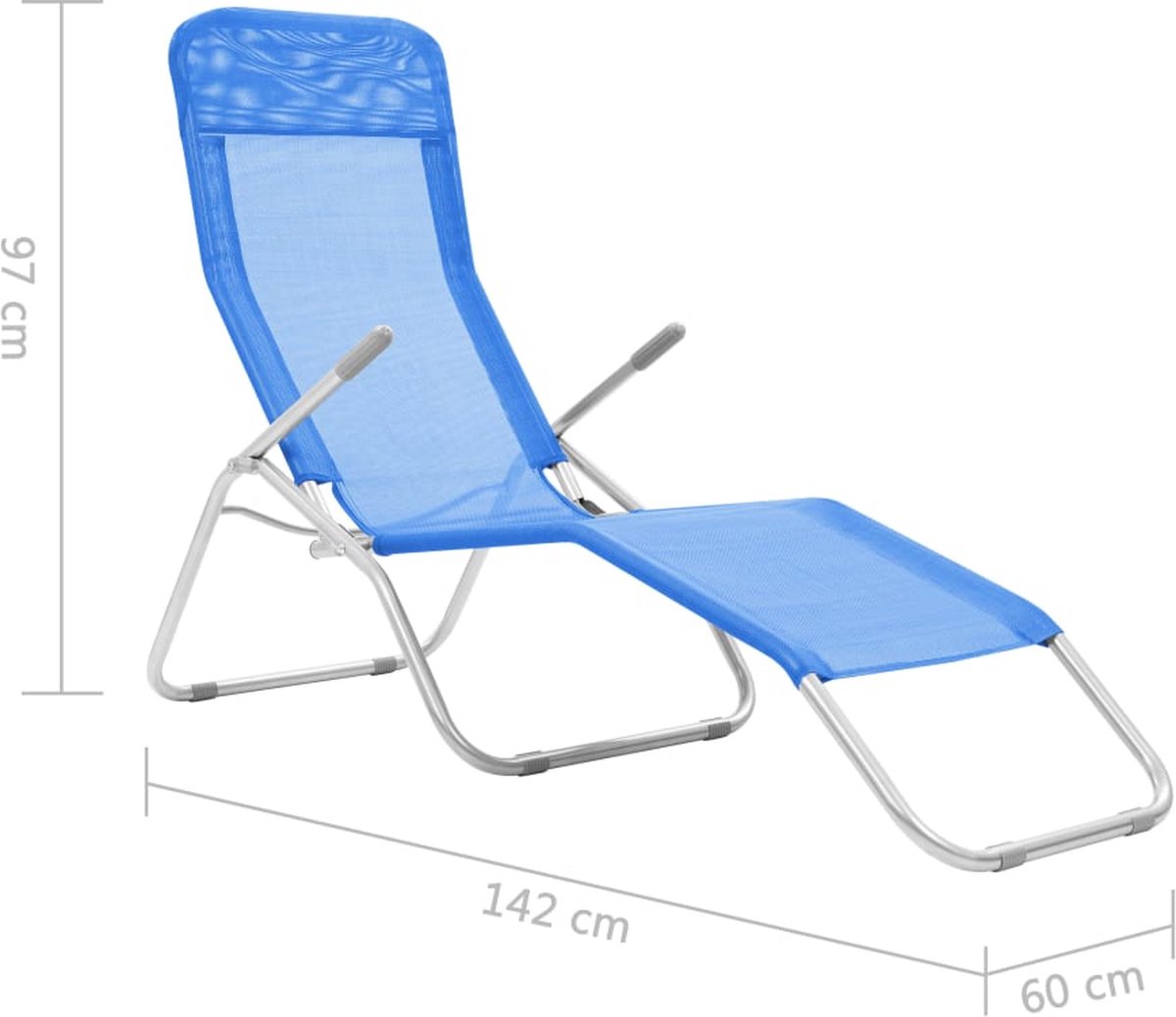 Vidaxl Ligbedden Inklapbaar 2 St Textileen - Blauw